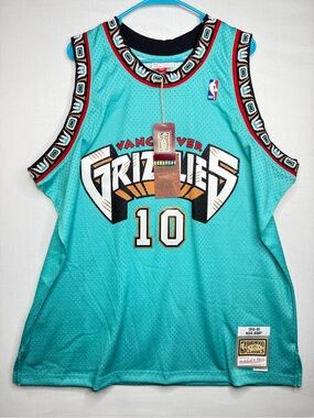 Mitchell & Ness Van Couver Grizzlies Mike Bibby Teal Basketball Jersey SZ 2XL Ne